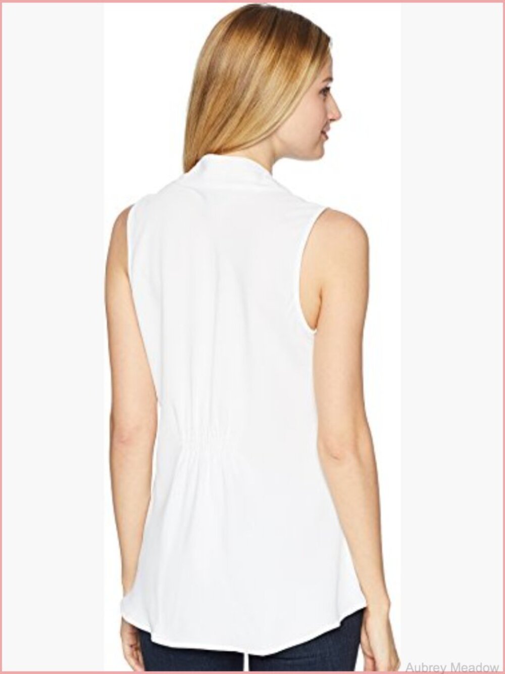 V-Neck Sleeveless Blouse, Relaxed Fit, Woven Polyester, Office to Happy Hour - Picture 6 of 6
